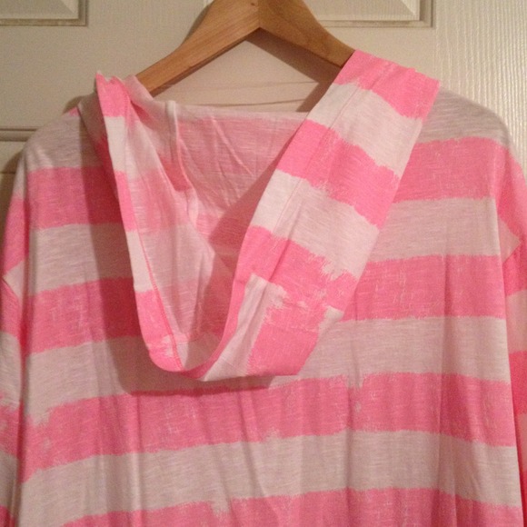 SOLD-SOLD-SOLD-New stripped hot pink/white hooded - Picture 2 of 2