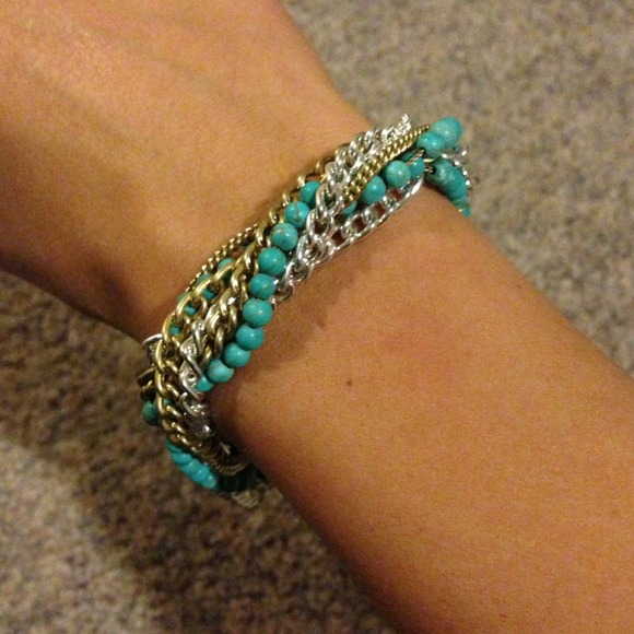 Turquoise, silver and gold bracelet!