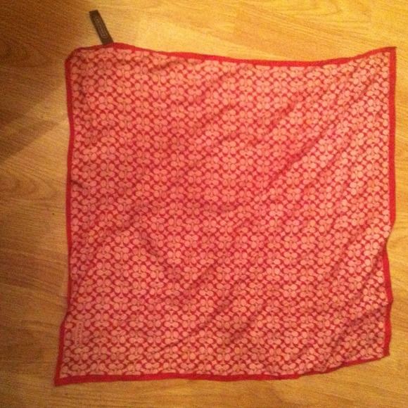 SOLD! Coach silk pink and red signature C scarf