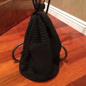 Black crochet bag
