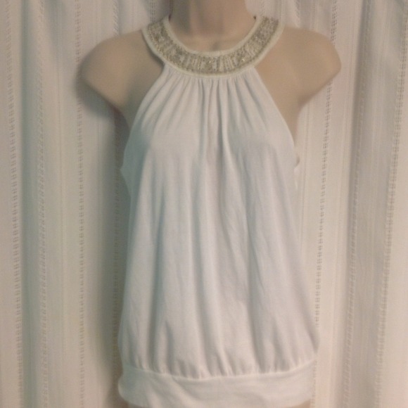 BUNDLED White Halter Top with Silver Sequins