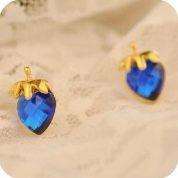 Blue strawberry earrings