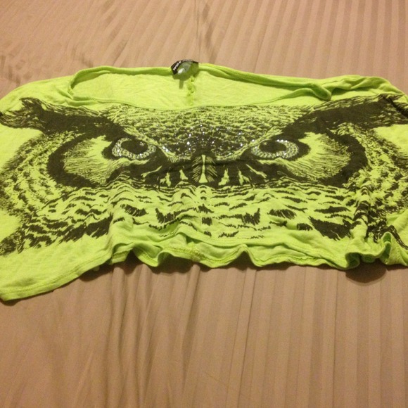 Lime green sequined owl crop top!