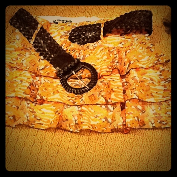 Orange ruffle skirt with belt