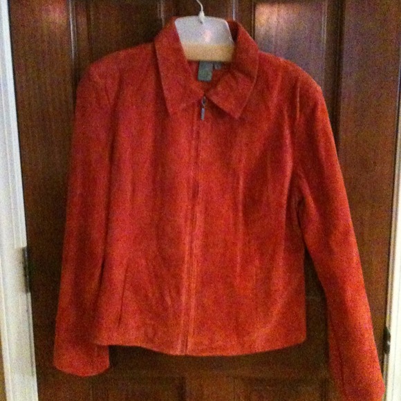 Reduced!  NWT Dark orange suede leather jacket
