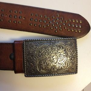 Banana Republic brown leather studded belt.