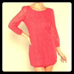 Coral/red lace tunic dress!