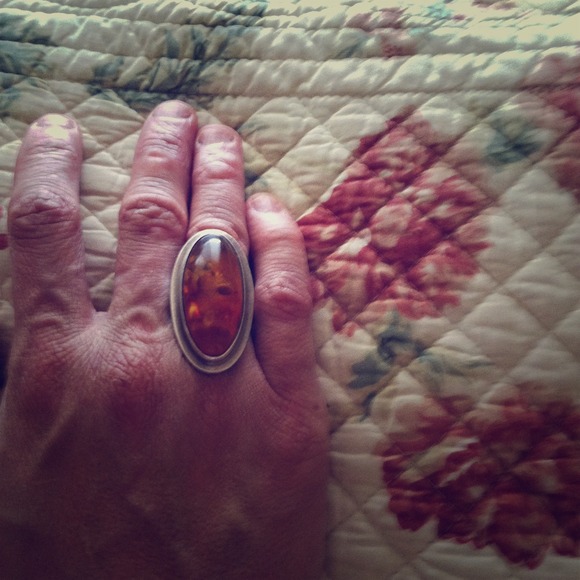 Sterling silver genuine Baltic amber ring