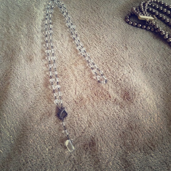 Sterling silver n clear crystal bead necklace