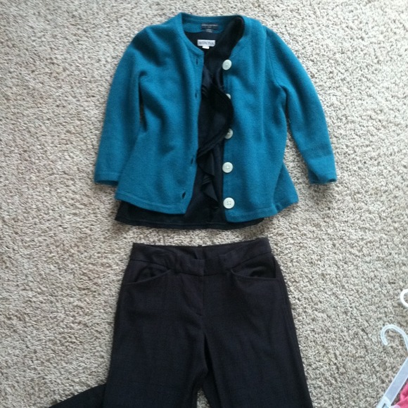 M Teal wool/angora Banana Republic 3/4sleeve cardi