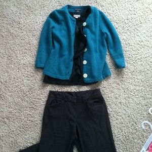 M Teal wool/angora Banana Republic 3/4sleeve cardi
