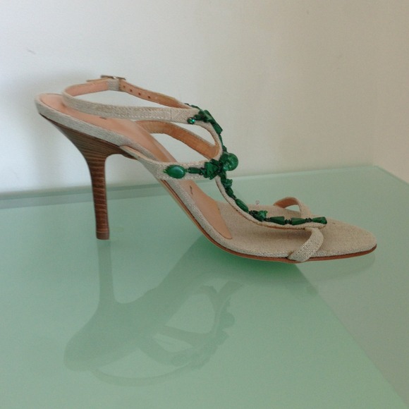 Vera Wand Sandals brand new 3 1/2" wooden heel - Picture 3 of 4