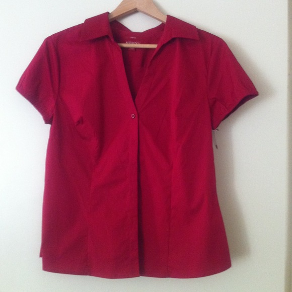 Fitted Red Button Shirt.