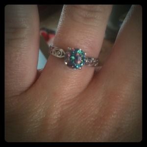 Cute iridescent sterling silver ring