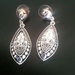 Silver and rhinestone hanging earrings