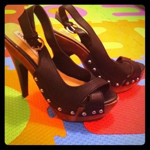 Leather studded heels