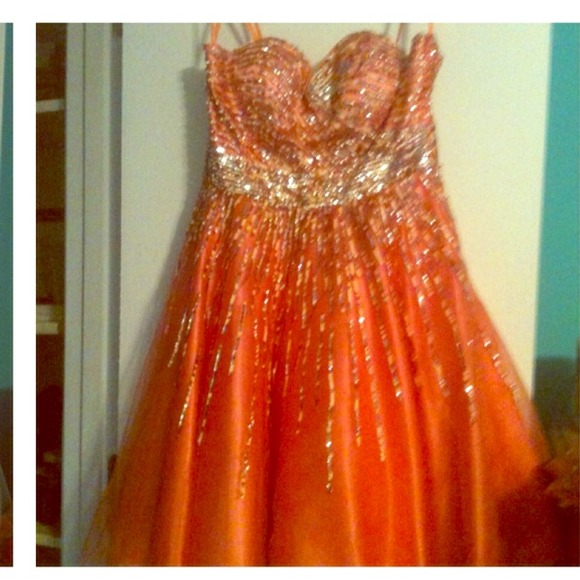 Orange prom dress size 8
