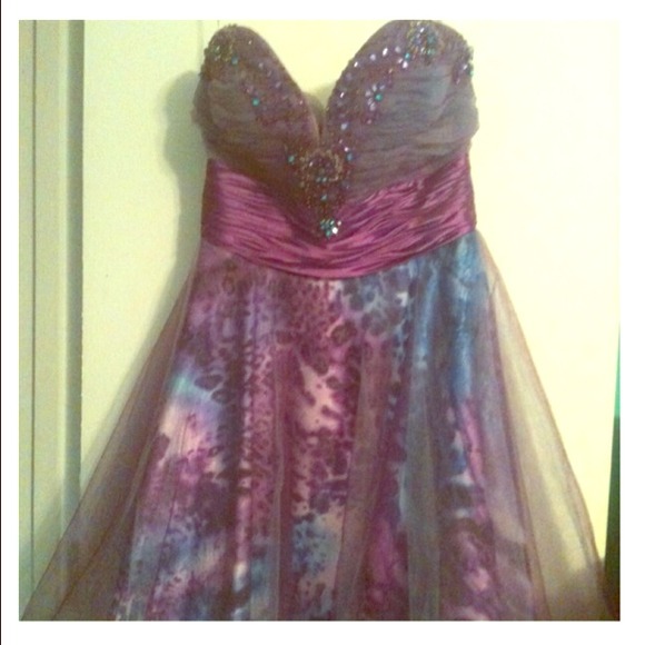 Animal print purple prom dress