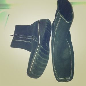 Black suede booties size 10.5 never worn