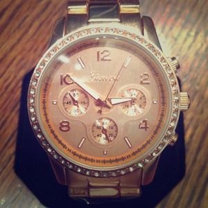 Rose Gold Geneva Watch (Marc Jacobs Style)