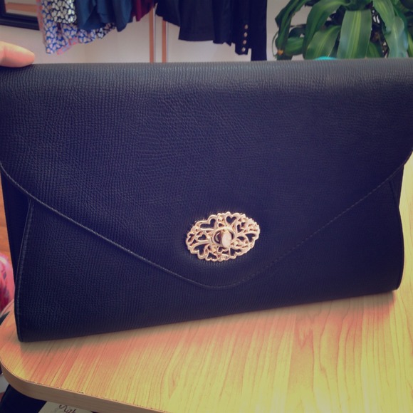 Brand new black large envelope clutch