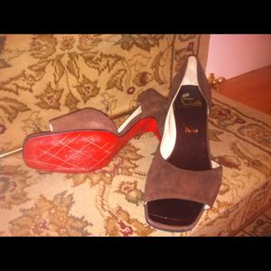 Authentic Christian Louboutin suede peep toes