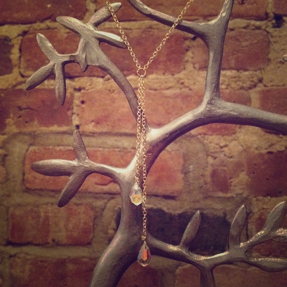 Double Crystal Drop Necklace