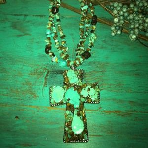 Turquoise and brown stone necklace