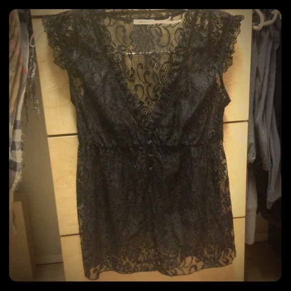 Black lace shirt with ruffles!