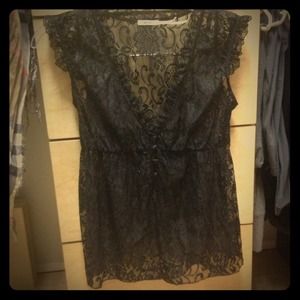 Black lace shirt with ruffles!