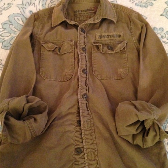 Abercrombie army green button down