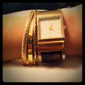 Tortoise & Gold square vintage watch