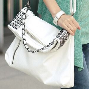 White Studded Leather Bag