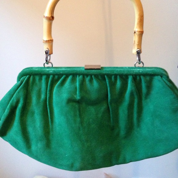 Banana Republic purse, green suede/cow leather