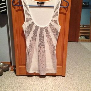 ❌Reserved❌ White and silver sequined tank top