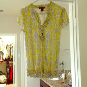 Yellow and grey INC blouse