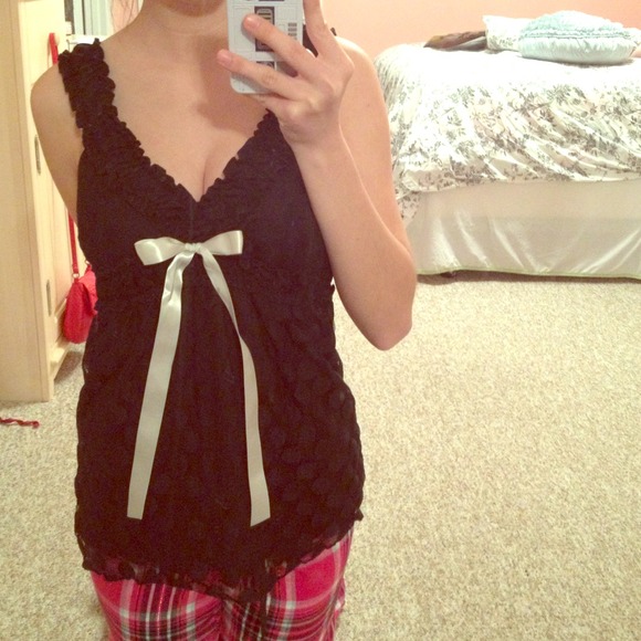 Black polka dot tank - sz S