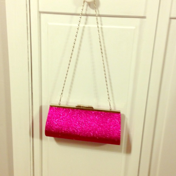 Glittery pink clutch. Evening bag.