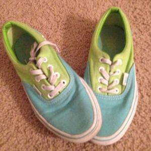 Blue and green vans