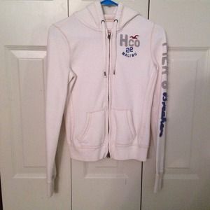 Hollister slight off white zip up hoodie