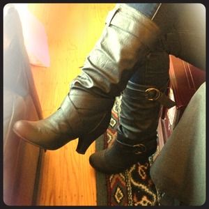 Black high heeled boots!