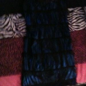 Blue and black dress.