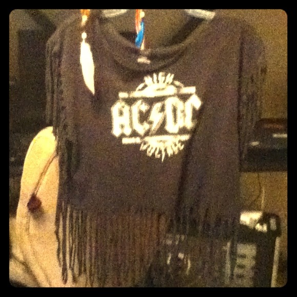 Hand made fringe ACDC tee