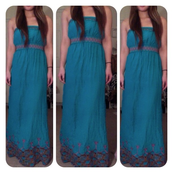 💕RESERVED💕Sea green turquoise maxi dress.