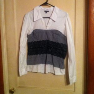 White Dressy Collared Top.