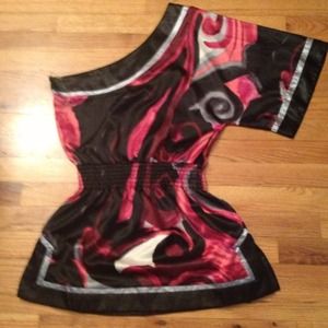 Marked ⬇️Silk one shoulder dress shirt