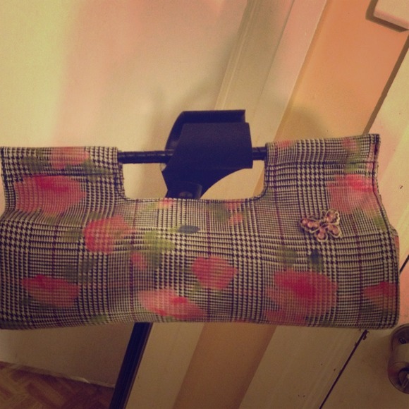 Vintage floral and plaid clutch.