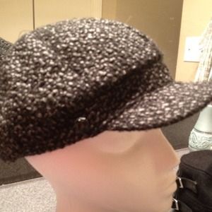 Black and Gray Hat with black jewel.