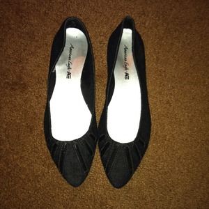 SOLD Denim zipper style flats size 9
