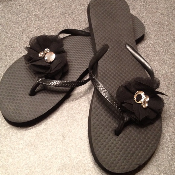 Black flip flops
